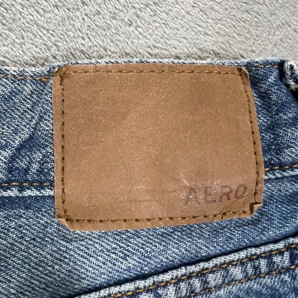 AEROPOSTALE Skater Jeans Womens 6R Blue Distressed Low Rise Wide Leg 90s Casual
